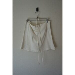 Ann Taylor LOFT Halter Top Ruched Coquette Cottagecore Cream Off White size M